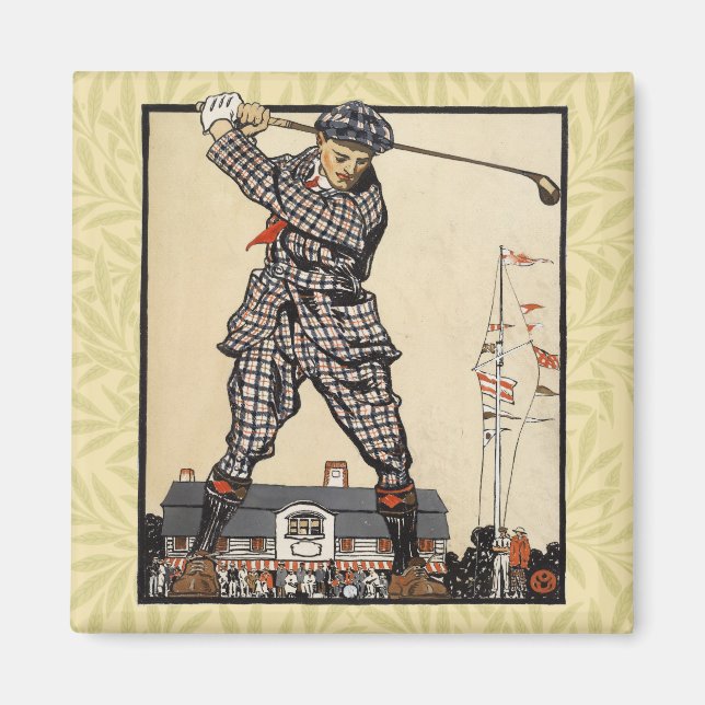 Golf Golfer Vintage Antique Golfing Magnet (Front)