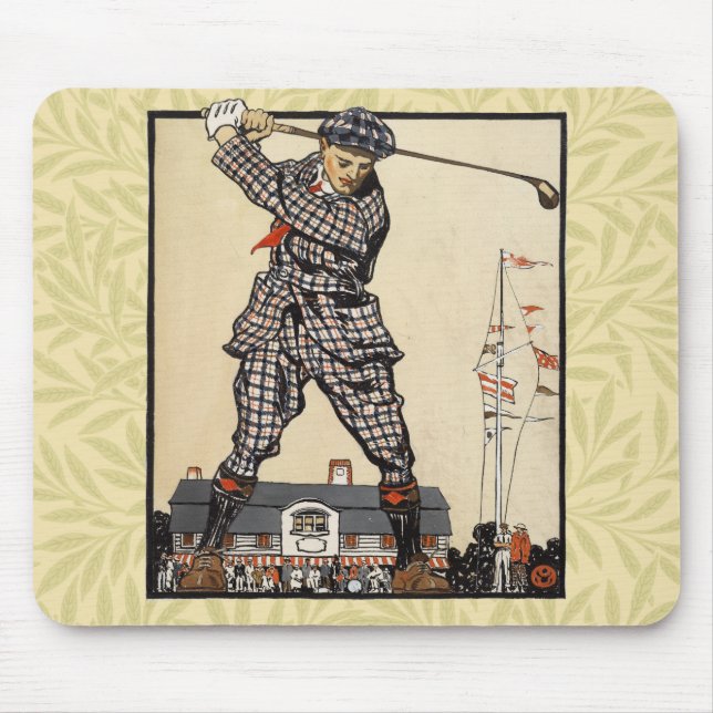Golf Golfer Vintage Antique Golfing Mouse Pad (Front)