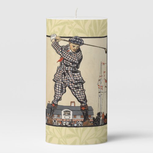 Golf Golfer Vintage Antique Golfing Pillar Candle