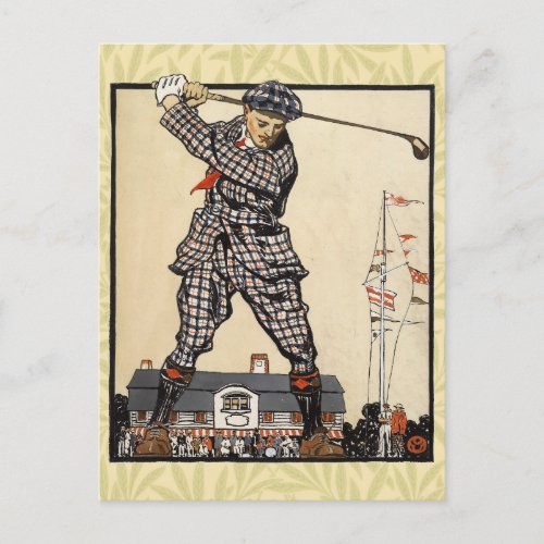 Golf Golfer Vintage Antique Golfing Postcard