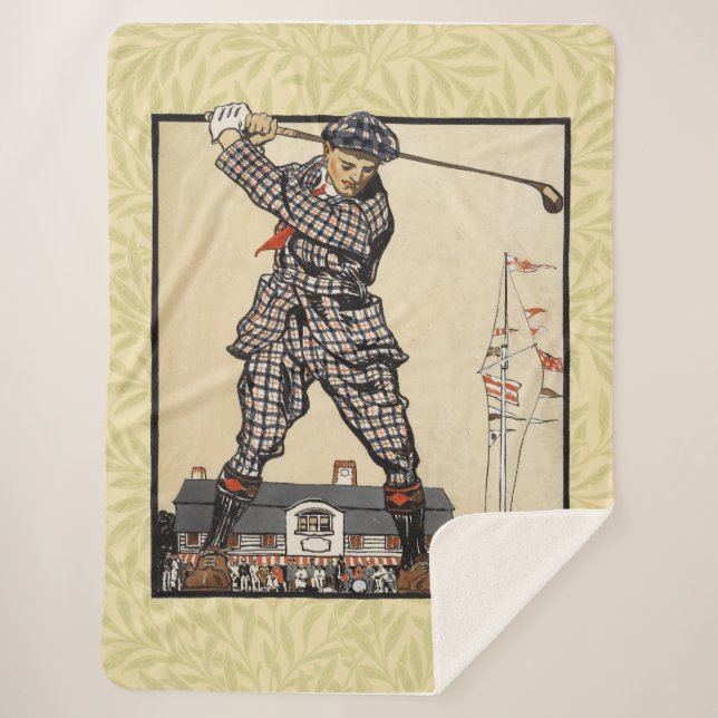Golf Golfer Vintage Antique Golfing Sherpa Blanket (Front)