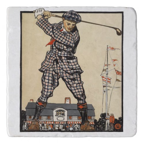 Golf Golfer Vintage Antique Golfing Trivet
