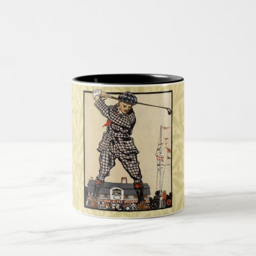 Golf Golfer Vintage Antique Golfing Two_Tone Coffee Mug