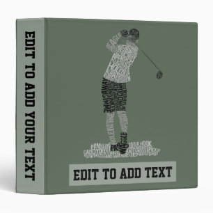 Golf Golfer Word Art Typography 3 Ring Binder