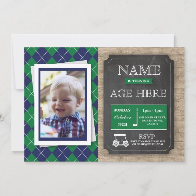 Golf Golfing Any Age Birthday Party Photo Invite (Front)