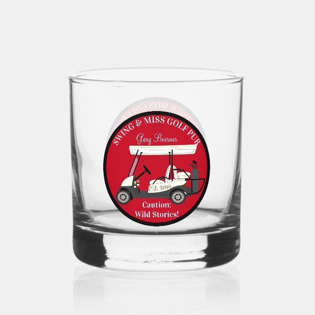 Golf Golfing Cart Whisky Rocks Drinkware Set Whiskey Glass (Front)