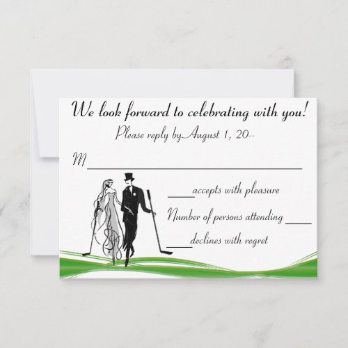 Golf  Golfing Couple RSVP Reply Card