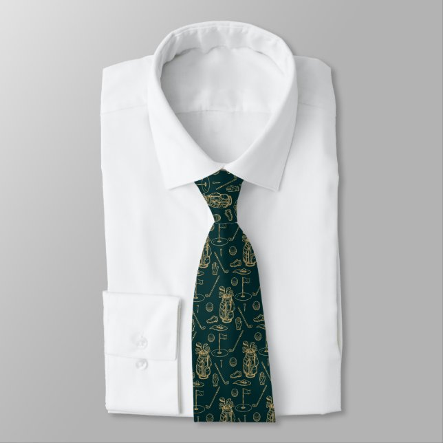 Golf Golfing Equipment Pattern Neck Tie (Tied)