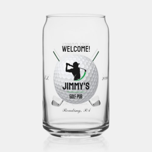 Golf Golfing Golfer Ball Clubs Beer Can Glass 