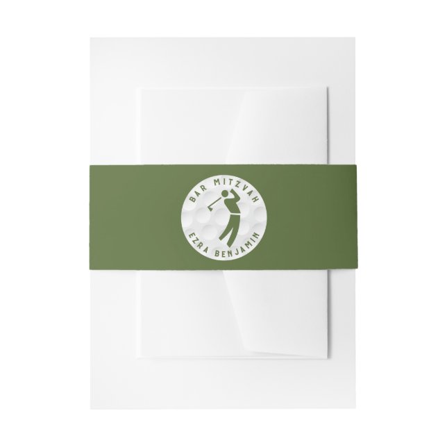 Golf Golfing Golfer Bar Mitzvah Invitation Belly Band (Front Example)