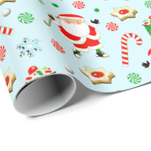 Golf Golfing Santa Wrapping Paper