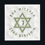 Golf Golfing Theme Golf Bar Mitzvah Napkins<br><div class="desc">Golf themed Bar Mitzvah paper napkin with a golfball background and green grass accents. This golfing Bar Mitzvah paper napkin is stylish and modern. This golf themed Bar Mitzvah paper napkin features a subtle dimpled golfball background with a Jewish Star of David and golfing icon. The colors on this elegant...</div>