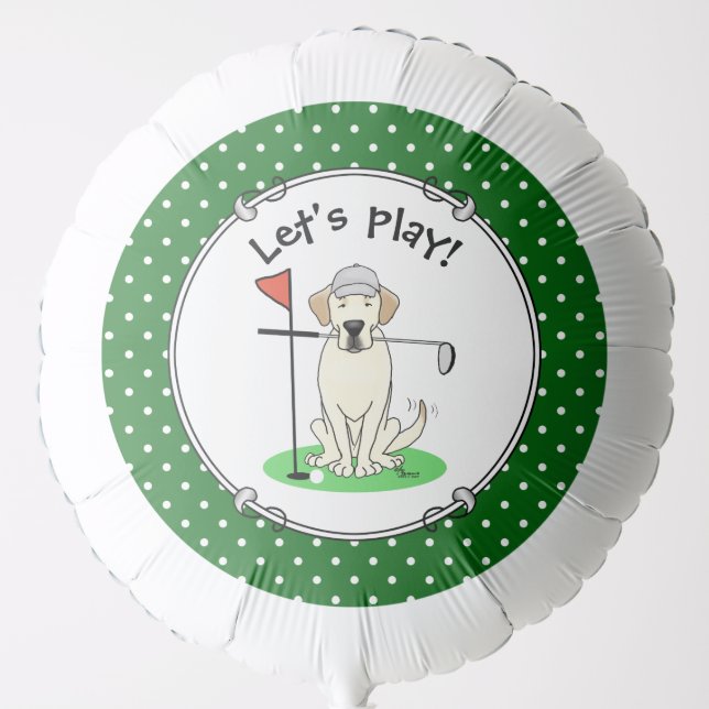 Golf Golfing Yellow Lab Labrador Retriever Dog Balloon (Front)