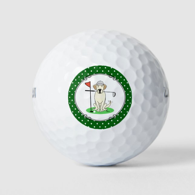 Golf Golfing Yellow Lab Labrador Retriever Dog Balls (Front)