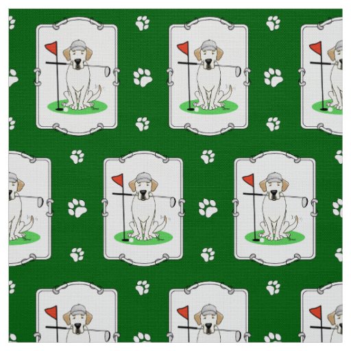 Golf Golfing Yellow Lab Labrador Retriever Dog Fabric