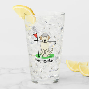Golf Golfing Yellow Lab Labrador Retriever Dog Glass