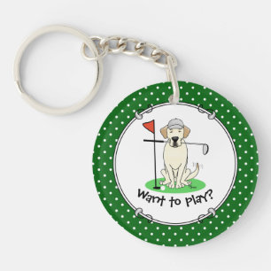 Golf Golfing Yellow Lab Labrador Retriever Dog Keychain