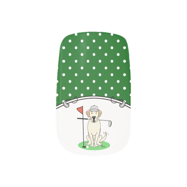 Golf Golfing Yellow Lab Labrador Retriever Dog Minx Nail Art (Right Thumb)