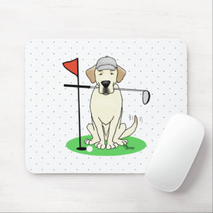 Golf Golfing Yellow Lab Labrador Retriever Dog Mouse Pad