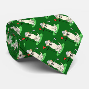 Golf Golfing Yellow Lab Labrador Retriever Dog Neck Tie