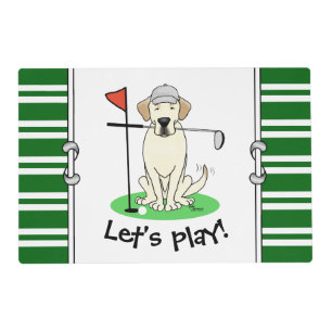 Golf Golfing Yellow Lab Labrador Retriever Dog Placemat
