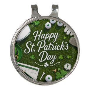 Golf Good Luck with shamrock St. Patrick's Day Hat Clip