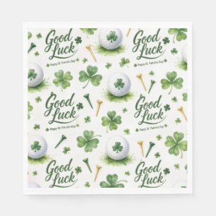 Golf Good Luck with shamrock St. Patrick's Day Napkins