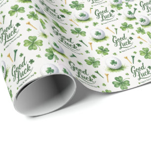 Golf Good Luck with shamrock St. Patrick's Day Wrapping Paper