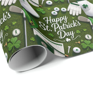 Golf Good Luck with shamrock St. Patrick's Day Wrapping Paper
