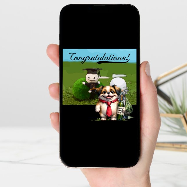 Golf Graduation Congratulations on Par for golfer  Card (Front Digital)