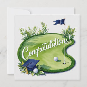 Golf Graduation Congratulations on putting green Card