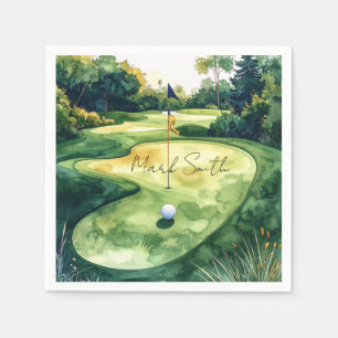 Golf Graduation Congratulations on putting green Napkins