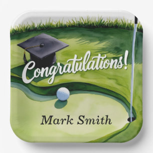 Golf Graduation Congratulations Party on green Paper Plates