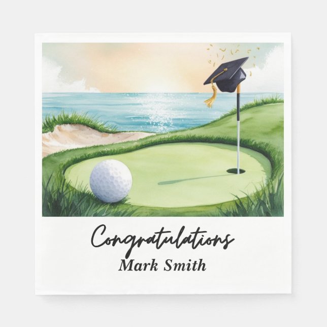 Golf Graduation for golfer on golf course  Napkins (Front)