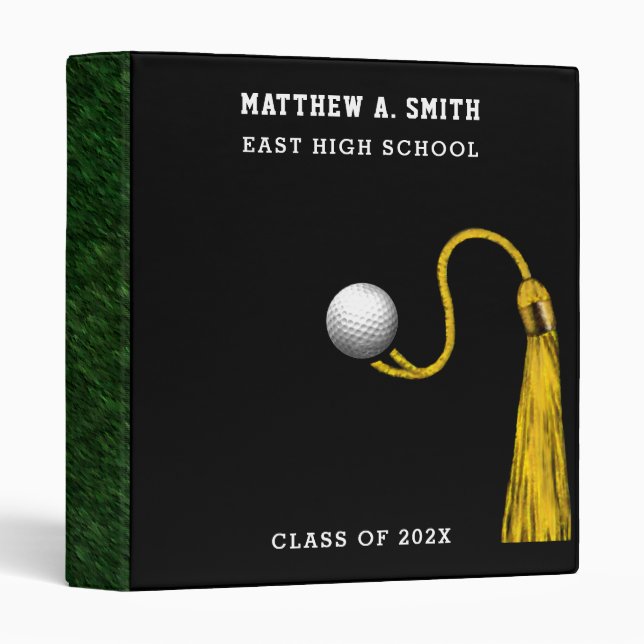 Golf Graduation Gift 3 Ring Binder (Front/Spine)