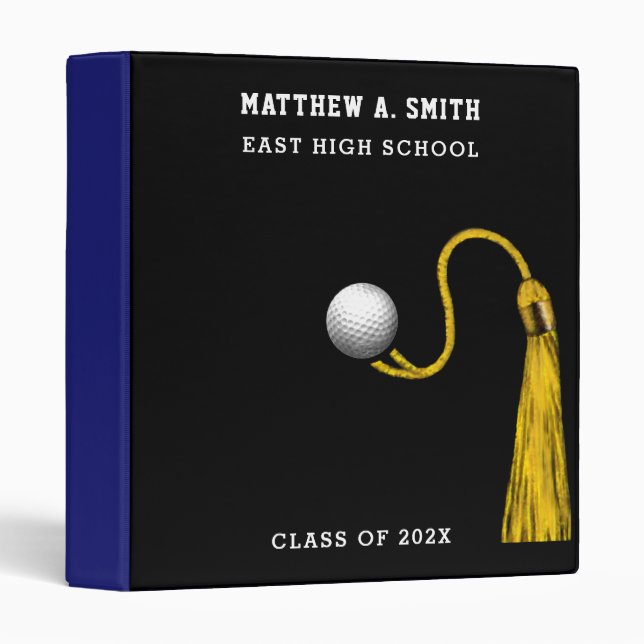Golf Graduation Scrapbook 3 Ring Binder (Front/Spine)