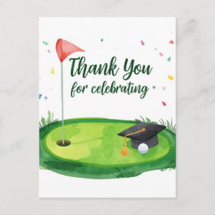 Golf Graduation Thank You Card on Putting Green 