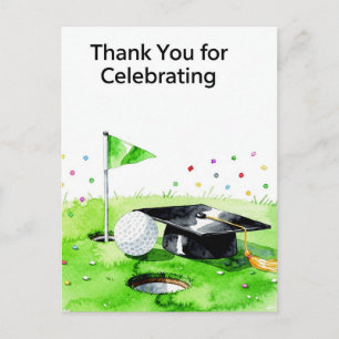 Golf Graduation Thank You Card on Putting Green 