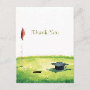 Golf Graduation Thank You Card on Putting Green 