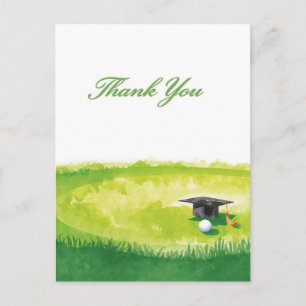 Golf Graduation Thank You Card on Putting Green 