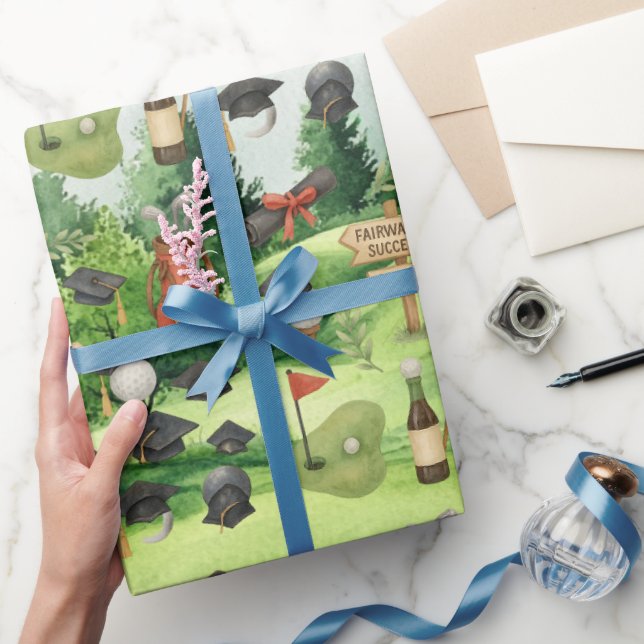 Golf Graduation themed for Cat Lover Golfer Wrapping Paper (Gifting)