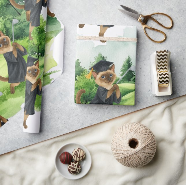 Golf Graduation themed for Cat Lover Golfer Wrapping Paper (Crafts)