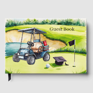 Golf Graduation themed for golfer on putting green Guest Book