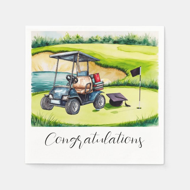 Golf Graduation themed for golfer on putting green Napkins (Front)