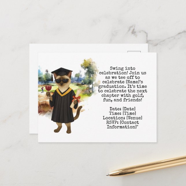 Golf Graduation themed  Postcard (Front/Back In Situ)