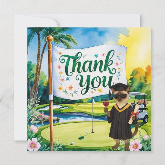 Golf Graduation themed  Thank You Card (Front)