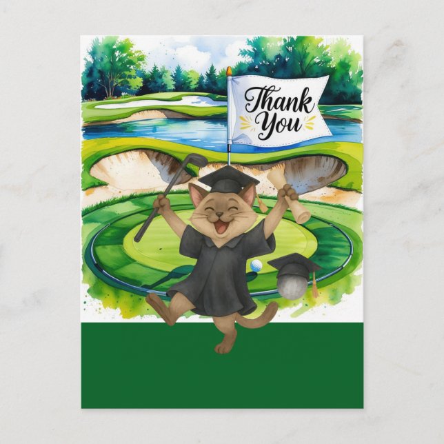 Golf Graduation themed thank you  Postcard (Front)
