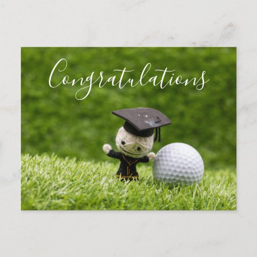 Golf Graduation with Congratulations with ball Postcard