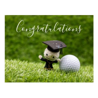 Golf Graduation with Congratulations with ball Postcard
