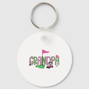 Golf Grandpa Pink Hole In One Golf 1st Birthday Gi Keychain